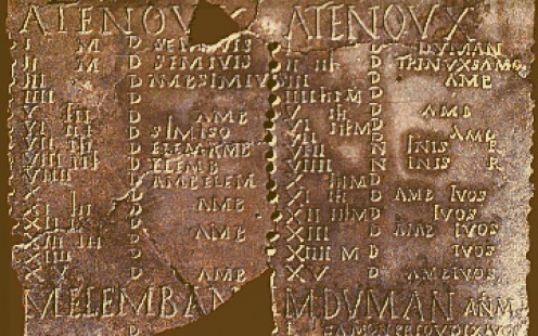 Image showing the Coligny Calendar, engraved on a bronze tablet.