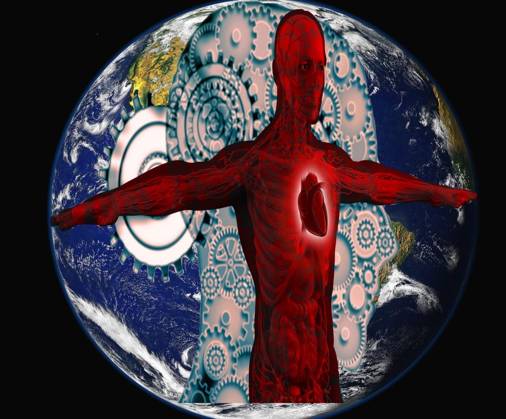 Depiction of the Rhythm of Life - Earth, Man, Clocks