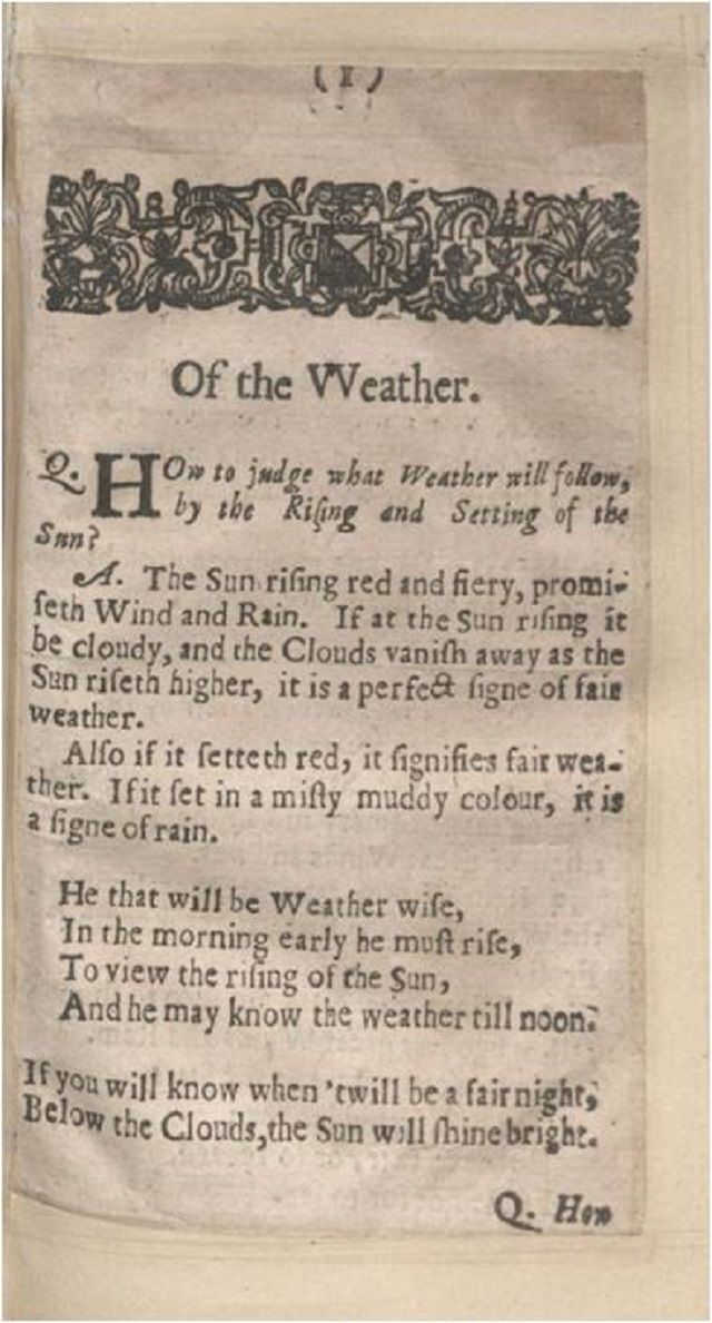 Picture of Page from Book of Weather Lore 1670
