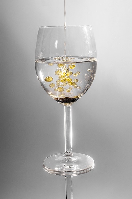 Glass containing oil & water